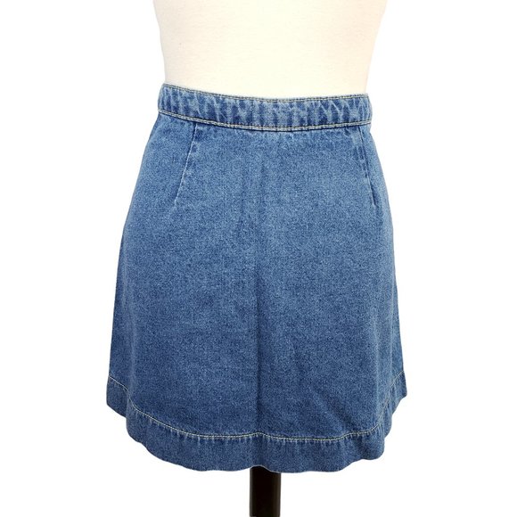 American Apparel Button Front A-line Denim Skirt Small - Picture 6 of 8